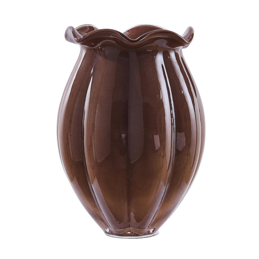 9" Brown Milky Glass Vase