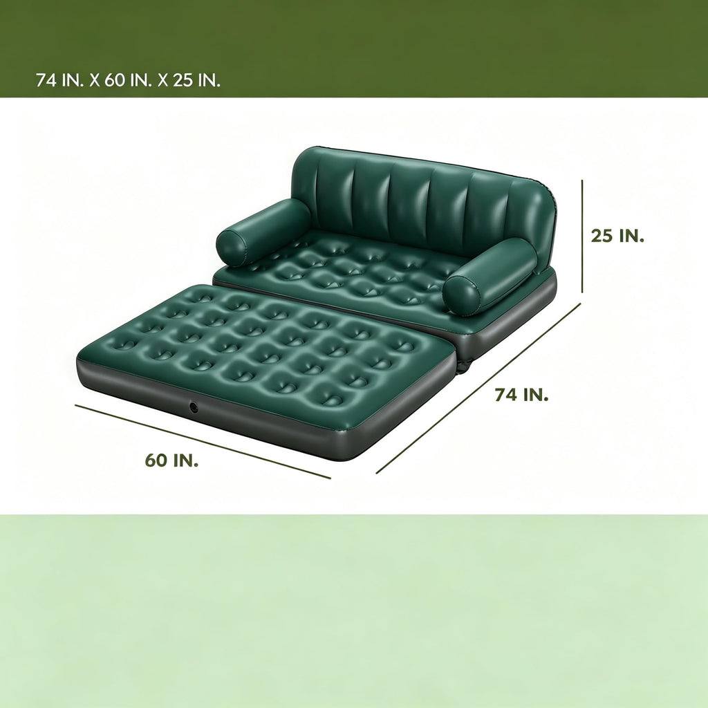 5-in-1 Inflatable Air Couch, Convertible Sofa Bed With Quick Valve, Holds 661lbs Indoor Outdoor Use product image
