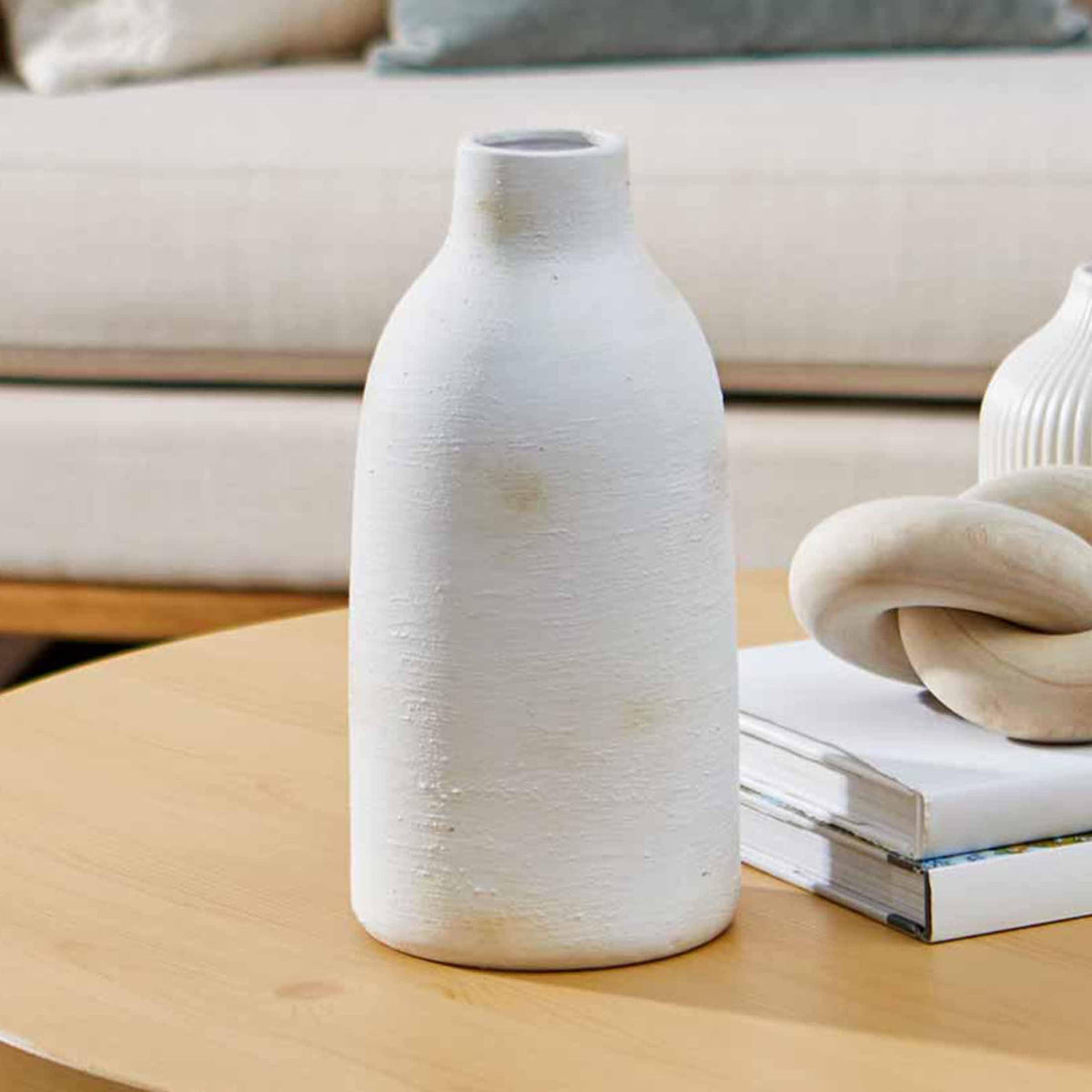 Brushed Wash Ceramic Vase, 12 In, White - product image 7