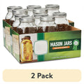 (2 Pack) 64 oz Wide Mouth Glass Canning Jars with Lids & Bands, 6 Count Each (12 Total), BPA-Free Airtight Half-Gallon Jars for Preserving, Pickling, Storage & Crafts