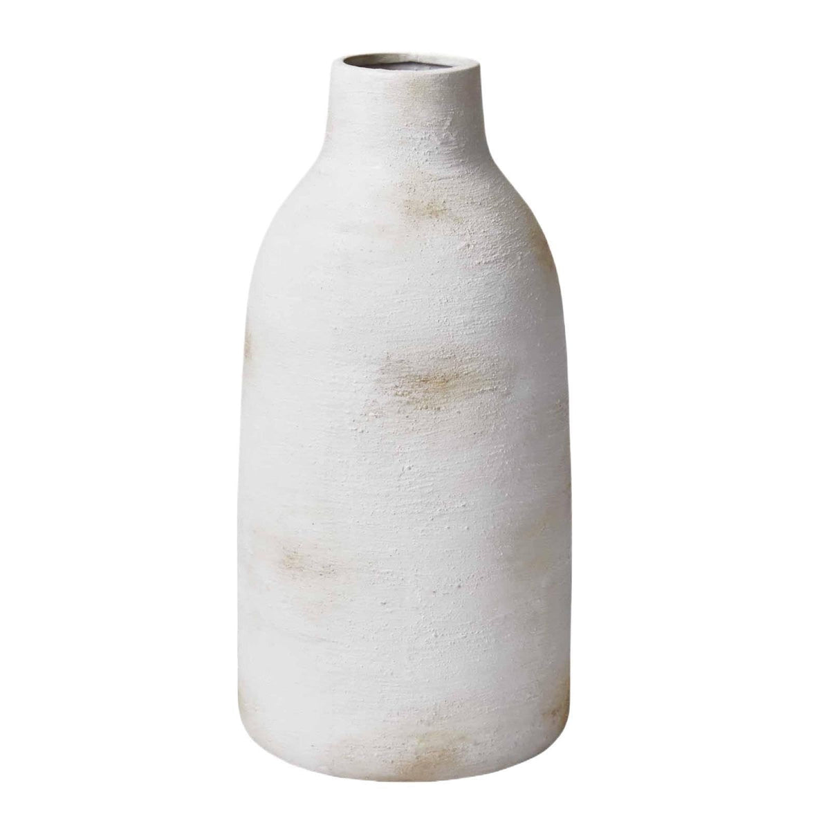 Brushed Wash Ceramic Vase, 12 In, White