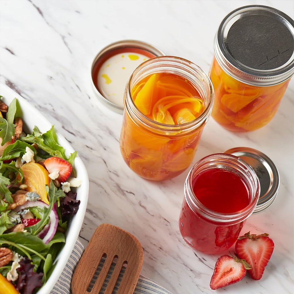 (2 Pack) 8oz Regular Mouth Glass Canning Jars With Sealing Lids & Metal Bands, 12 Count Airtight Clear Storage Containers For Food Preserving, Crafts & Gift Packaging product image