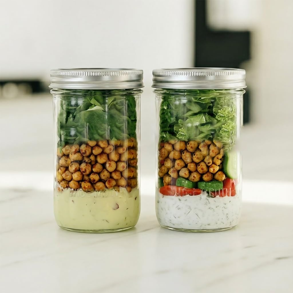 (2 Pack) 16 oz Wide Mouth Clear Glass Mason Jars with Lids & Bands, 24 Count Total, BPA-Free & Freezer Safe, Airtight Canning Jars for Food Storage, Preserving, Crafting and Gifting product image