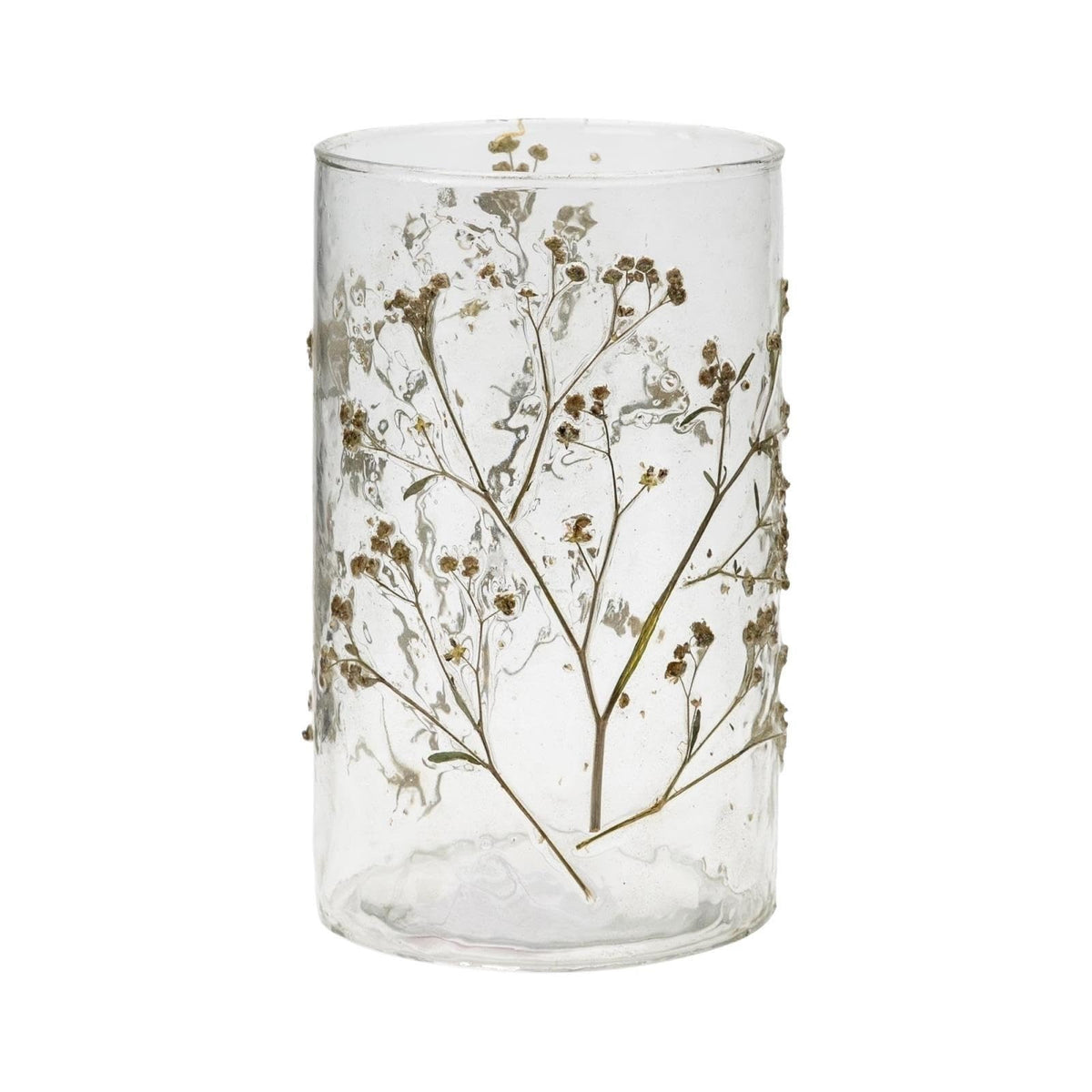 Decorative Dried Floral Glass Vase, 7.75 In