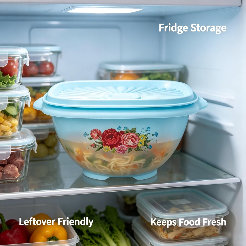 8 Piece Nesting Plastic Bowl Set With Matching Lids, Teal, Multi-Size BPA-Free Food Storage & Mixing Bowls For Meal Prep And Kitchen Organization product image