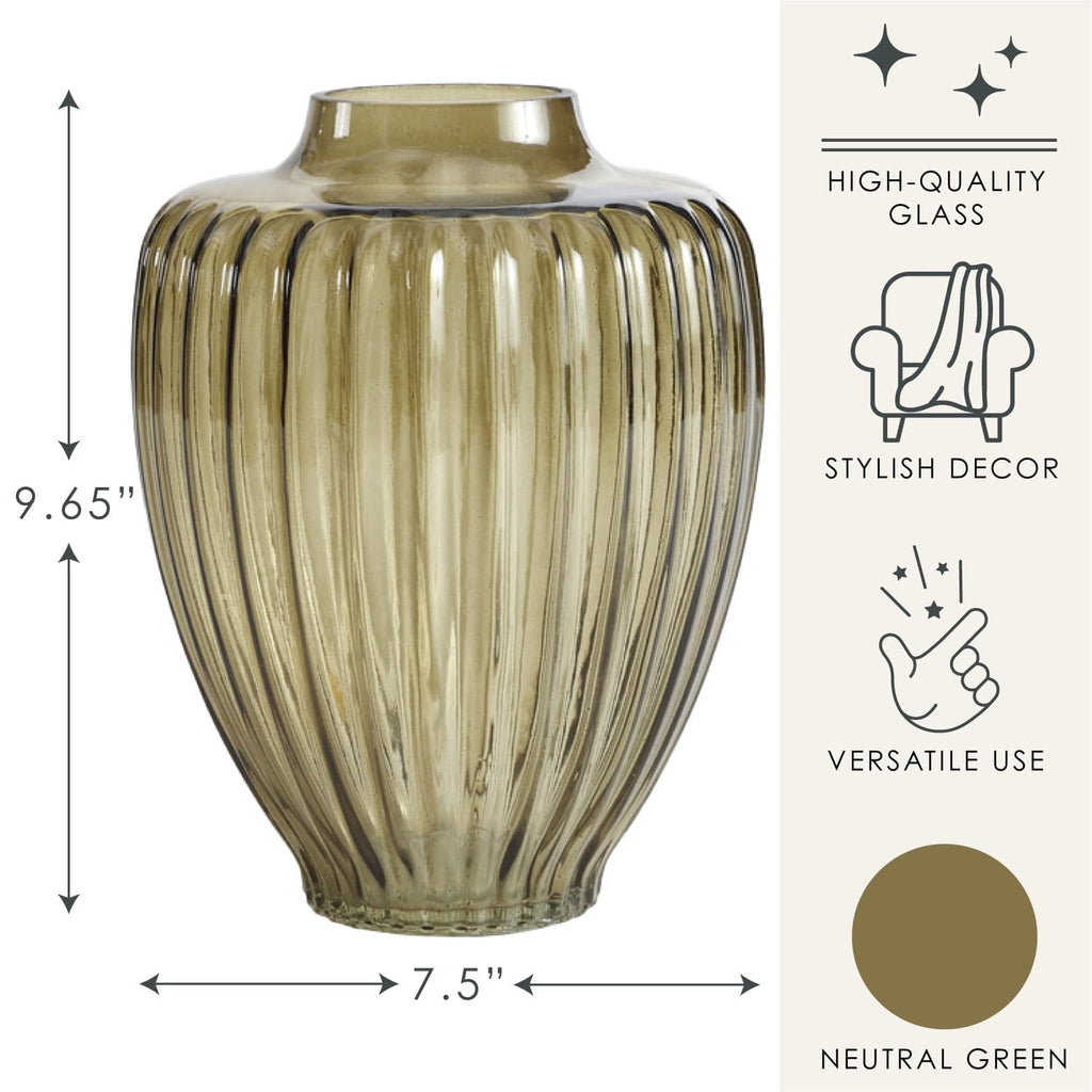 Green Glass Vase, 7.5" L X 9.65" H - product image 2