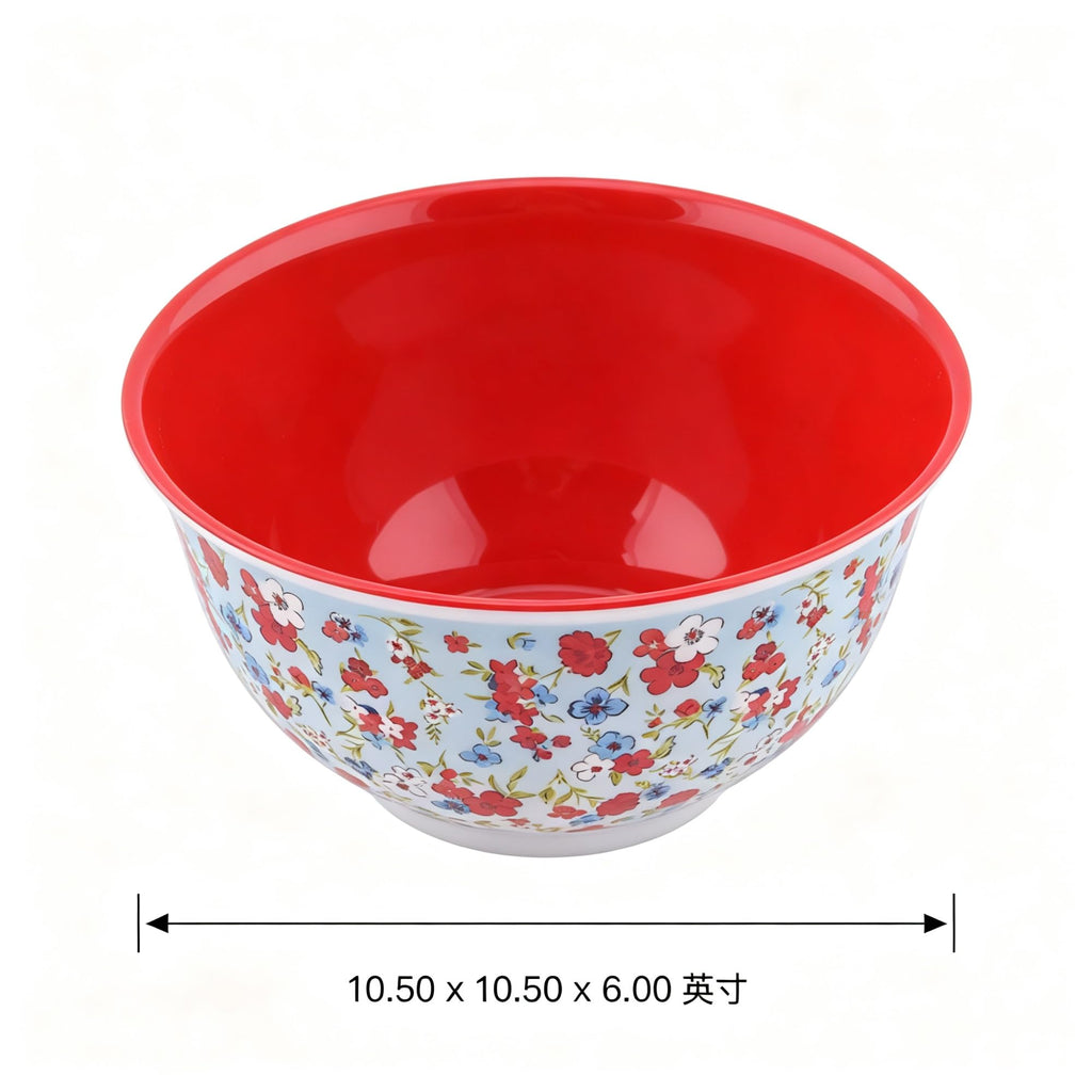 Heritage Floral 10-Piece Melamine Mixing Bowl Set, 5 Nesting Bowls With Snap-On Lids, BPA-Free Prep & Serving product image
