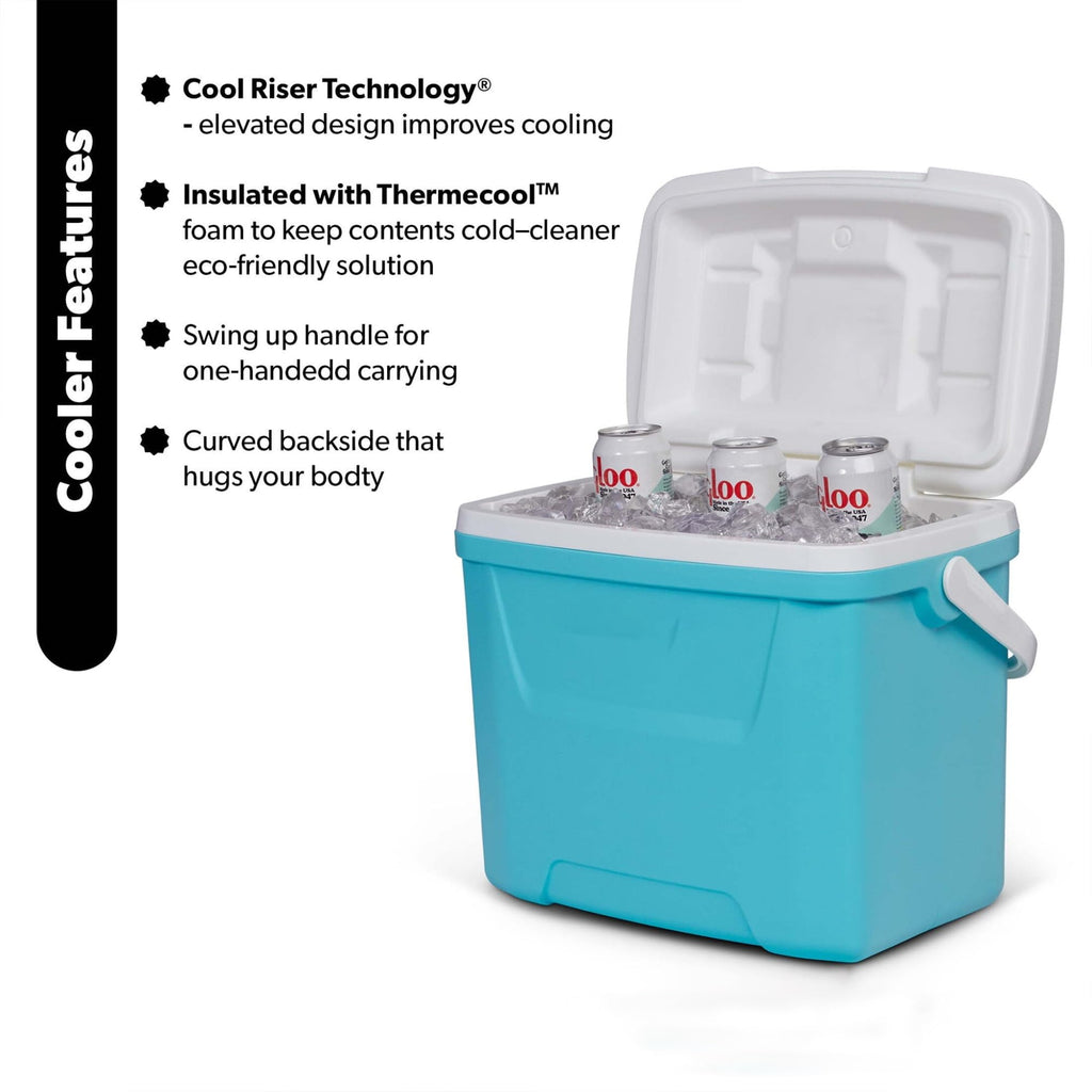 28QT Hard Sided Portable Insulated Ice Chest Cooler Box, 26L Large Capacity Thermal Cooling With Body-Fitting Curved Back For Outdoor Camping Picnic Beach Day Trips product image
