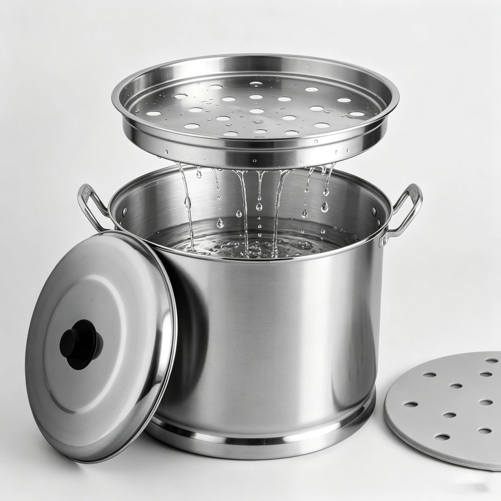 32 Quart Aluminum Steamer Pot With Removable Steam Tray And Lid For Seafood And Tamale Cooking product image