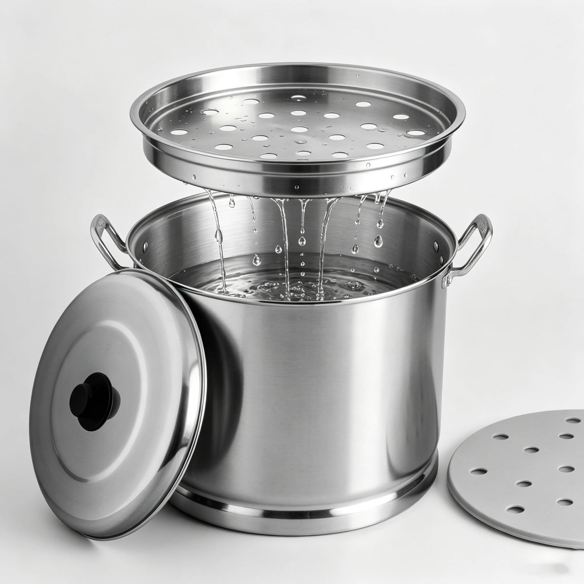 32 Quart Aluminum Steamer Pot With Removable Steam Tray And Lid For Seafood And Tamale Cooking product image