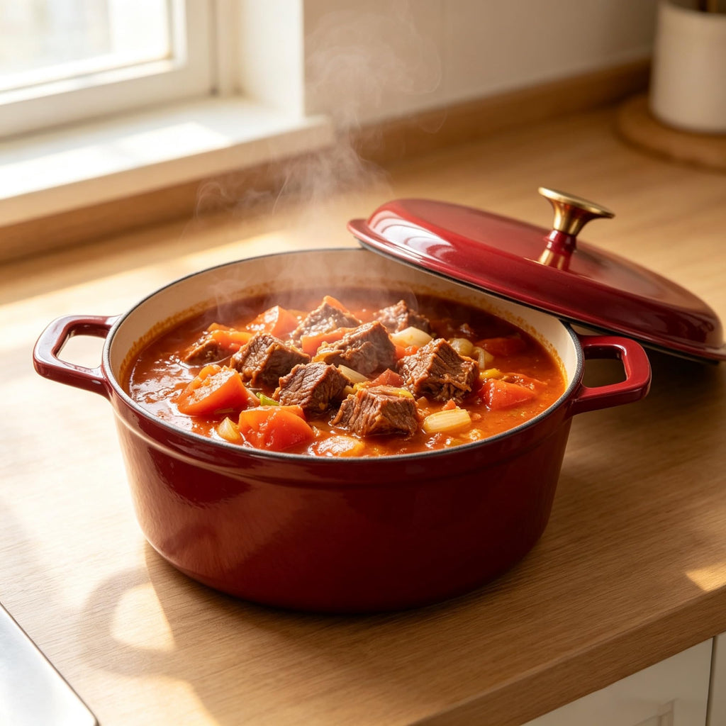 4.75 Quart Enameled Cast Iron Dutch Oven, Merlot Red product image