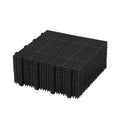 12 Pack Black Interlocking Plastic Deck Tiles, 12×12 Inch Waterproof Anti-Slip Floor Tile With Drainage For Patio Balcony Bathroom Shower All Weather