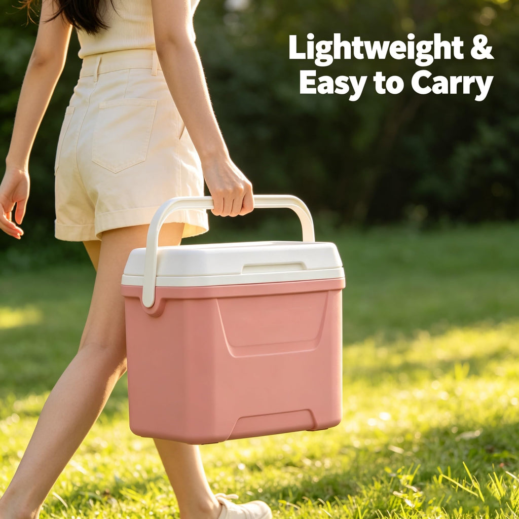 28QT Hard Sided Portable Insulated Ice Chest Cooler Box, 26L Ergonomic Curved Back Eco Foam Thermal Cooling For Camping Sports Day Trips Outdoor Road Travel product image