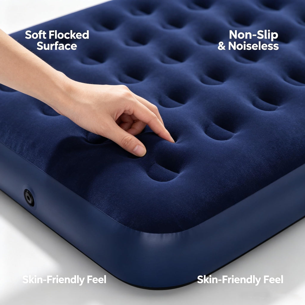 10 Inch Twin Inflatable Air Mattress Without Pump, Coil Beam Blow Up Bed With Flocked Top, 330 LBS Weight Capacity, Repair Patch Included For Indoor Guest Room Outdoor Camping Travel product image