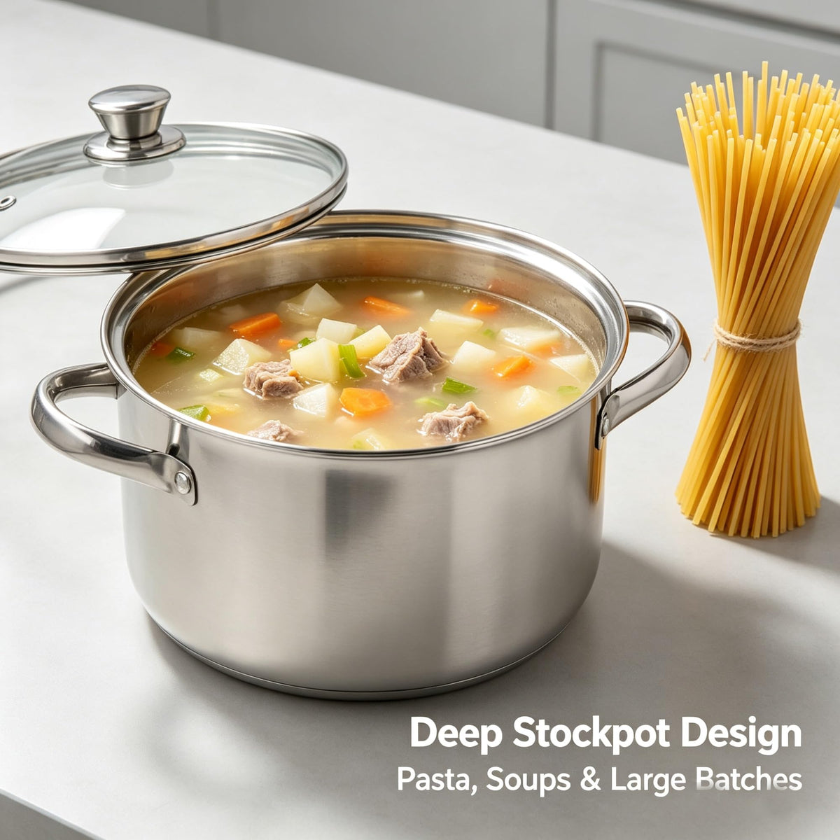 4 Quart Stainless Steel Steamer Pot With Shatter Resistant Glass Lid & Mesh Basket, Tri-Ply Base Induction Compatible Cookware For Vegetables Pasta Seafood product image