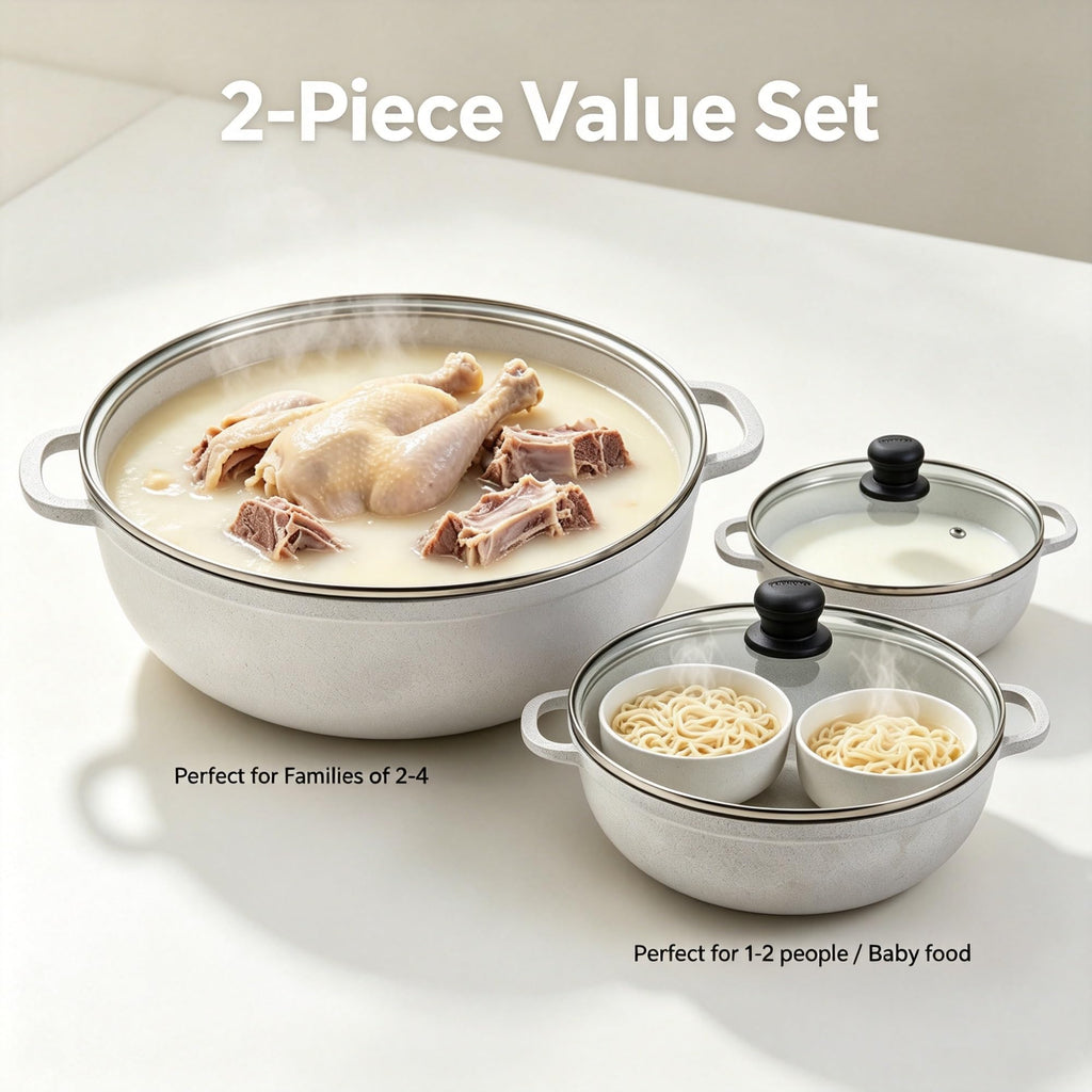 2.5/7QT Cast Aluminum Caldero 2-Piece Set With Glass Lid, 22/30CM Thickened Oven Safe Cooking Pot, Multipurpose Kitchen For Stewing, Braising, Soup And Sauce Making product image