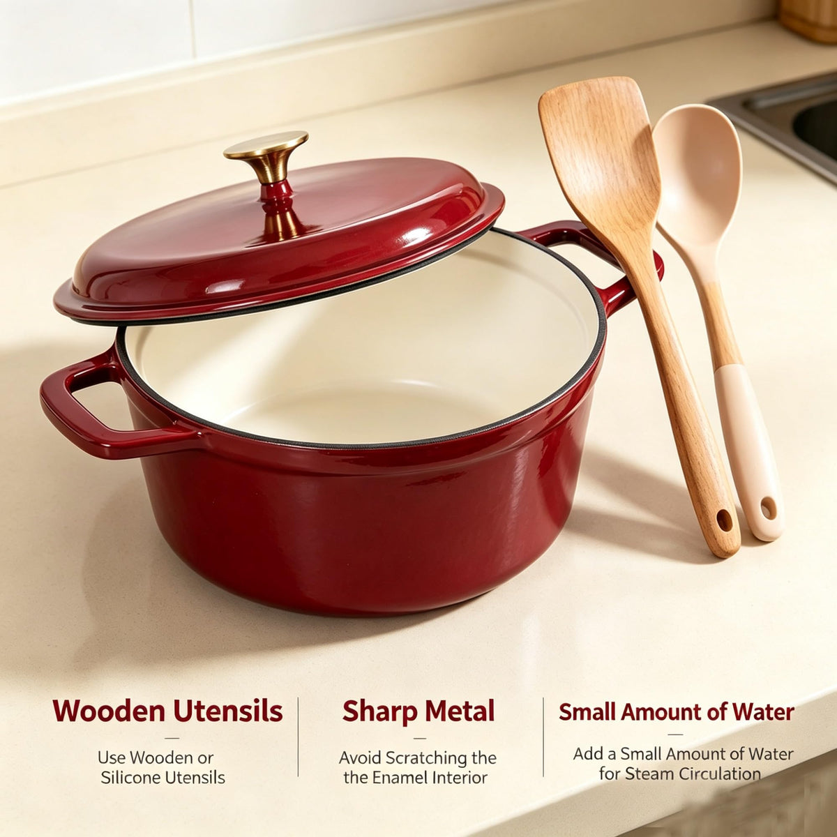 4.75 Quart Enameled Cast Iron Dutch Oven, Merlot Red product image