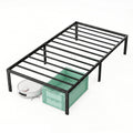 16 Inch Black Metal Bed Frame, Heavy Duty Noise-Free Steel Mattress Foundation, No Box Spring Required, Large Under-Bed Storage, Easy Assembly, Supports Up To 2000 Lbs