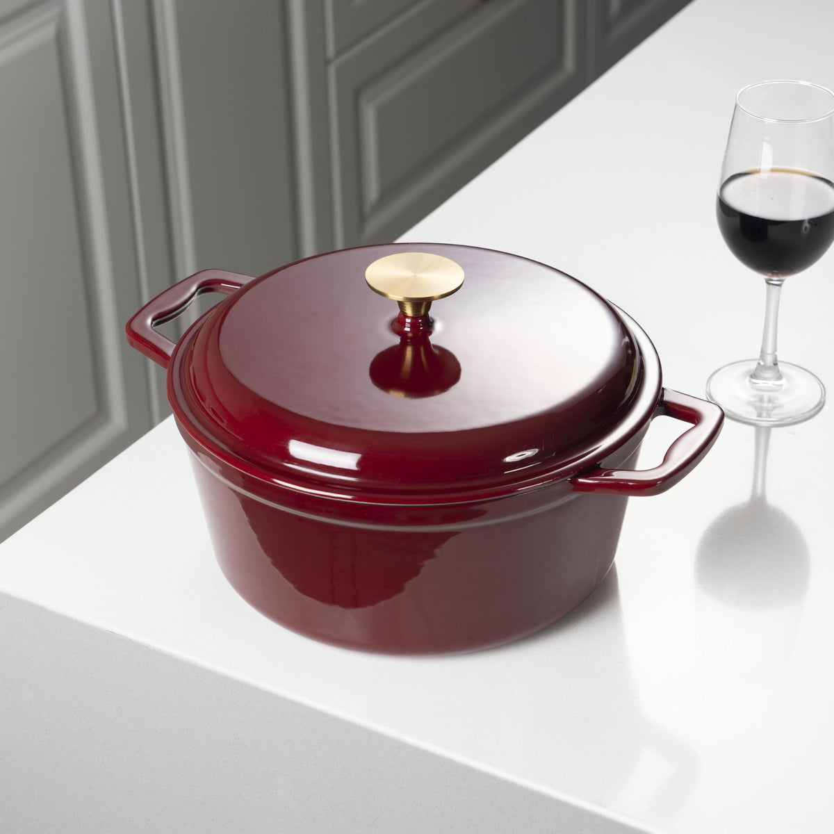 4.75 Quart Enameled Cast Iron Dutch Oven, Merlot Red product image