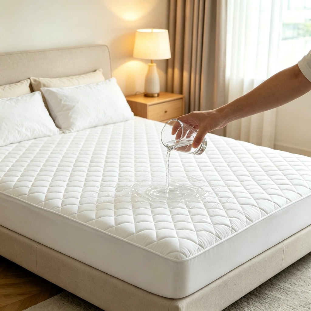 Size 60"×80" Quilted Fitted Waterproof Mattress Pad Cover, 100% Liquid-Proof Noiseless Microfiber Protector, Deep Pocket Fits 8"-21" Mattresses, Washable Diamond Stitch Soft White Bed product image