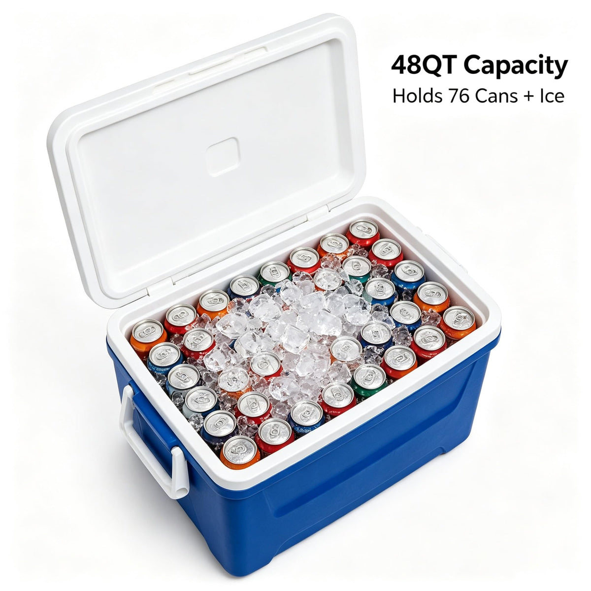 48QT Hard Sided Insulated Ice Chest Cooler Box, 45L Large Capacity Long Time Cold Retention Cooling With Stain & Odor Resistant Liner For Camping Beach Picnic Tailgating Family Outdoor Party product image