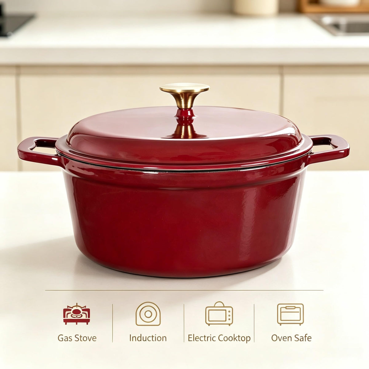 4.75 Quart Enameled Cast Iron Dutch Oven, Merlot Red product image