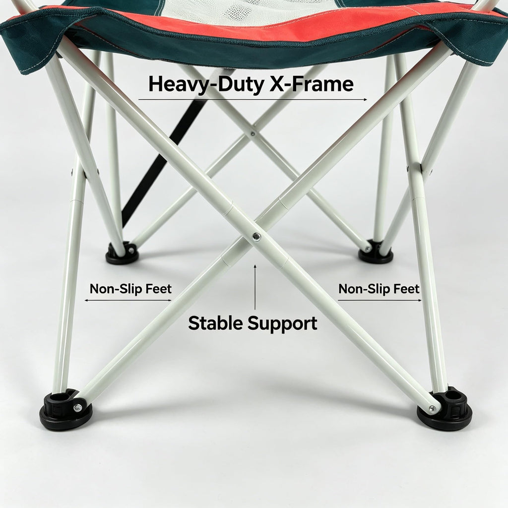 Oversized Mesh Folding Camping Chair With Dual Cup Holders, Breathable Portable Outdoor Leisure Seat With Carry Bag For Picnic, Tailgating And Activities product image