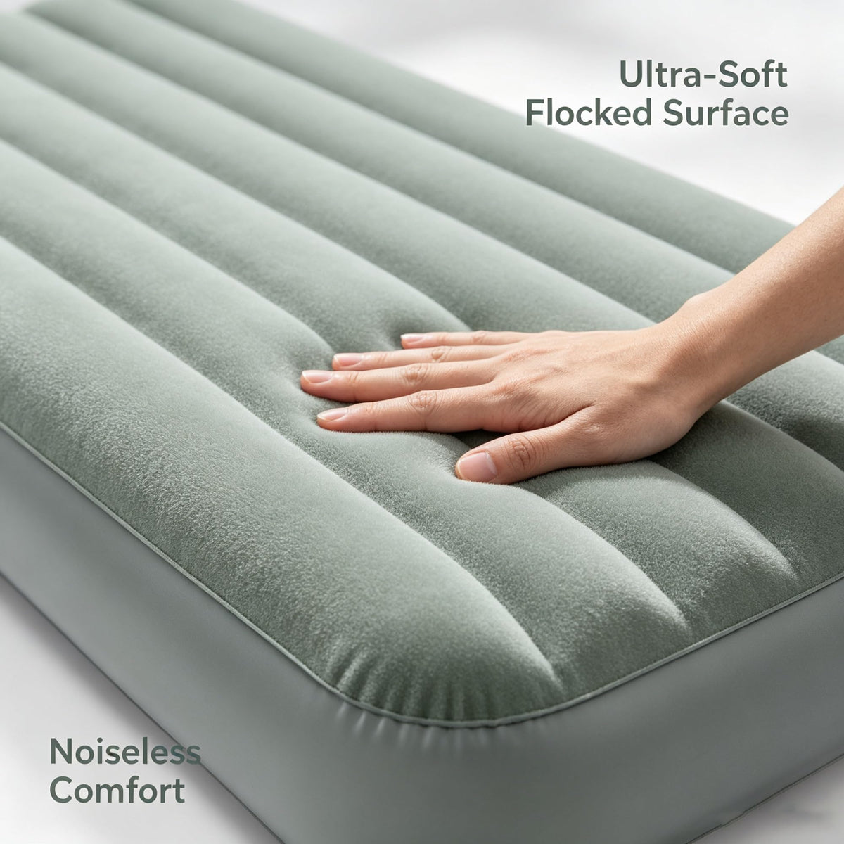 Queen Size 10 Inch Inflatable Air Mattress With Built-in Electric Pump, Velvet Flocked Top Bed, Foldable Portable For Indoor Guest Room Travel Camping product image