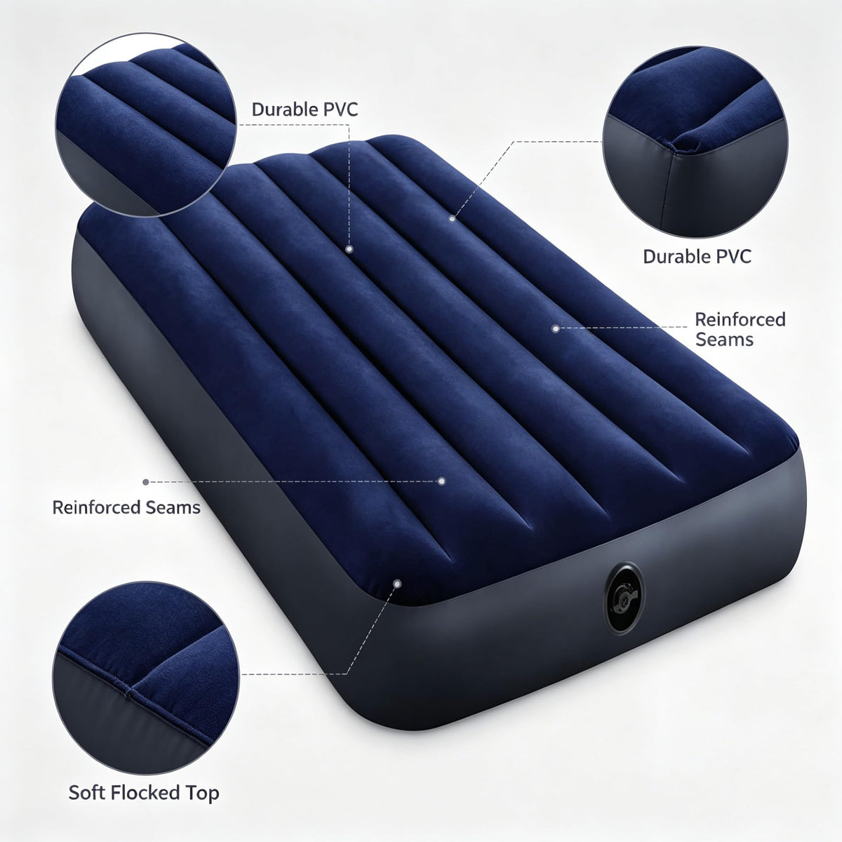 10 Inch Twin Inflatable Air Mattress, Polyester Beam Bed With Velvet Flocked Top, Wide 2-in-1 Valve, Pump Not Included, Foldable Portable For Indoor Guest Room Camping Travel product image