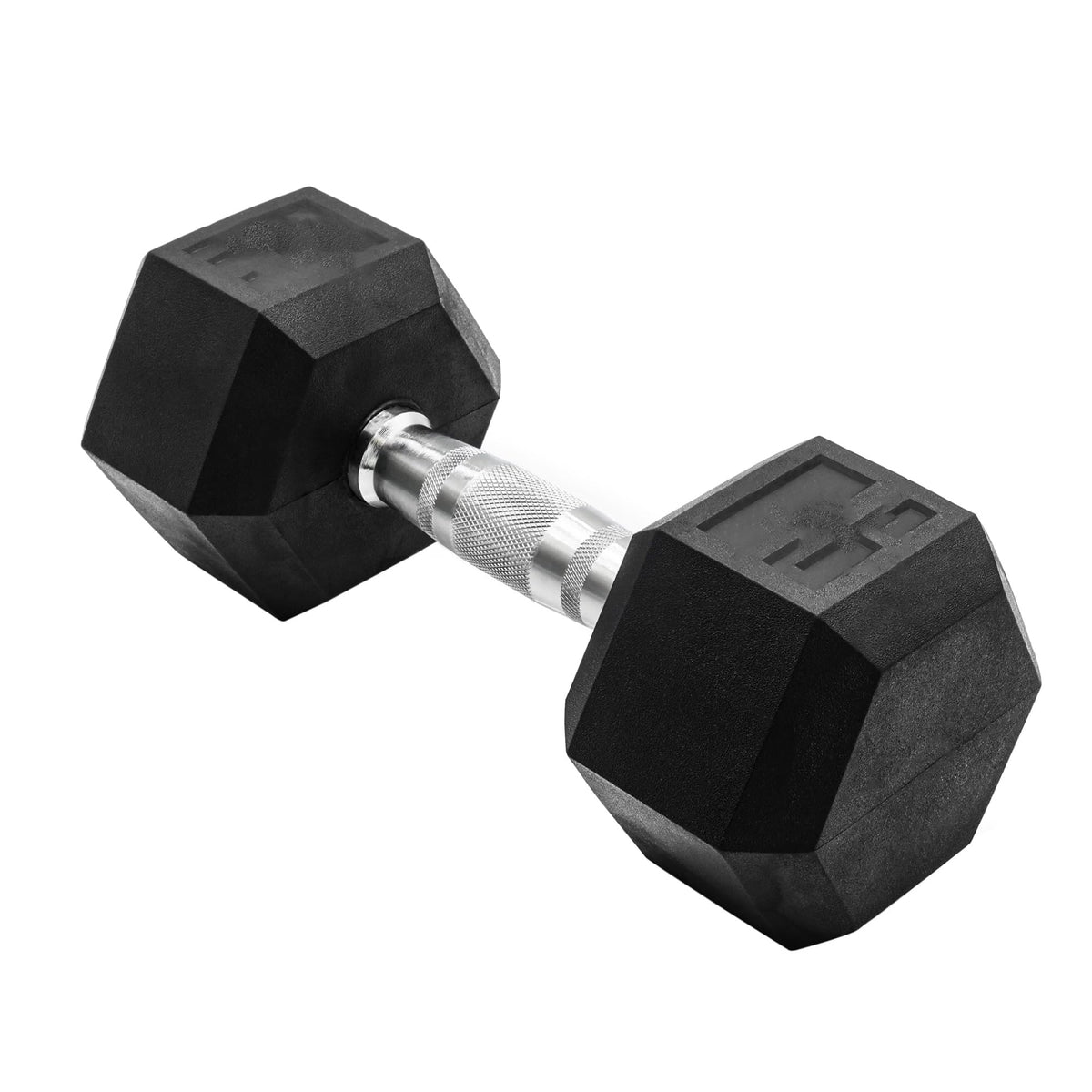 25 Lb Single Rubber Hex Dumbbell, Non-Roll Cast Iron Weight With Knurled Chrome Grip For Home Gym Full-Body Strength Training