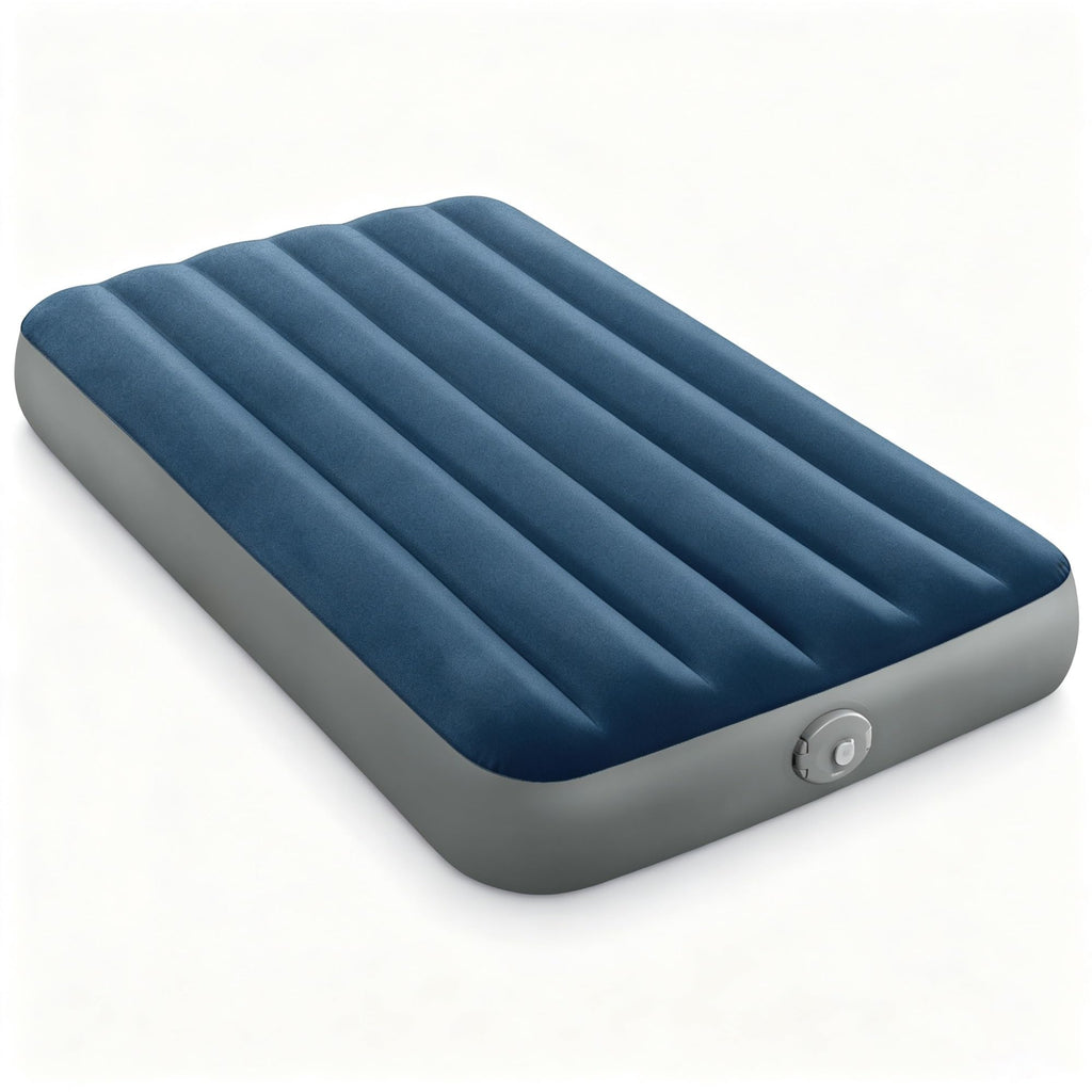 Twin Size Inflatable Air Mattress With Rechargeable Removable Pump, Fiber-Tech Plush Surface Indoor Outdoor Portable Bed With USB Charging Cable & Multi-Purpose Inflation Nozzles