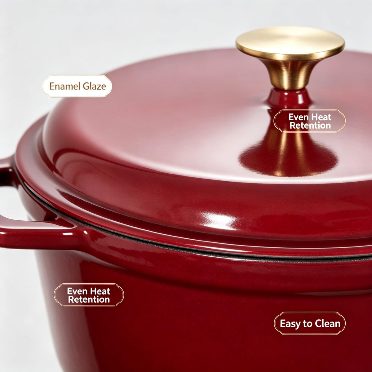 4.75 Quart Enameled Cast Iron Dutch Oven, Merlot Red product image