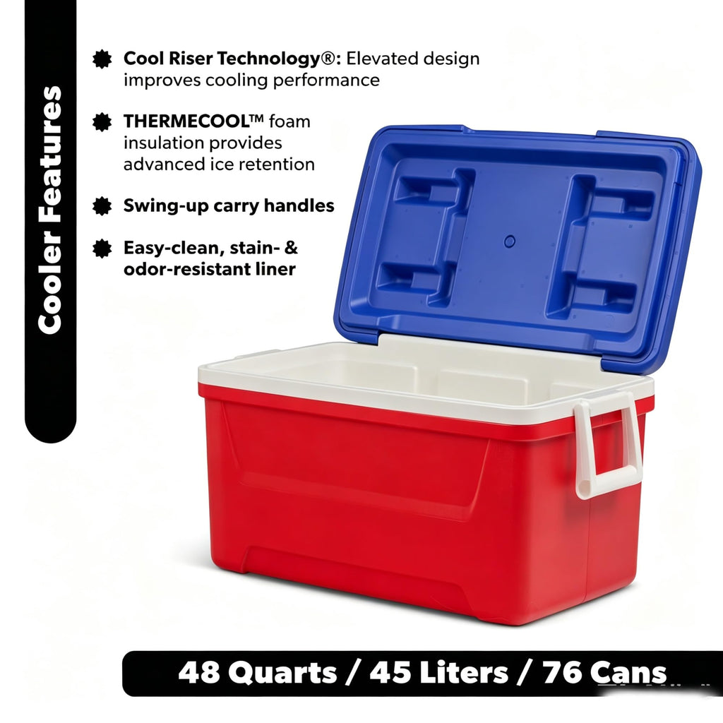 Laguna 48 QT Hard Sided Ice Chest Cooler, Red White Blue product image