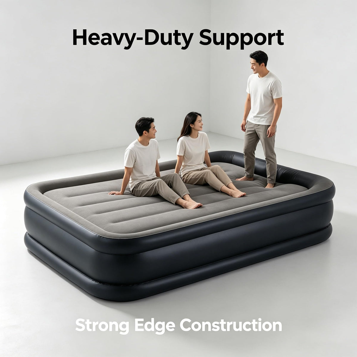 Twin Size 16.5 Inch Raised Inflatable Air Mattress With Built-in Electric Pump & Integrated Pillow,300 LBS Weight Capacity, Portable Carry Bag For Indoor Outdoor Guest Camping Use product image