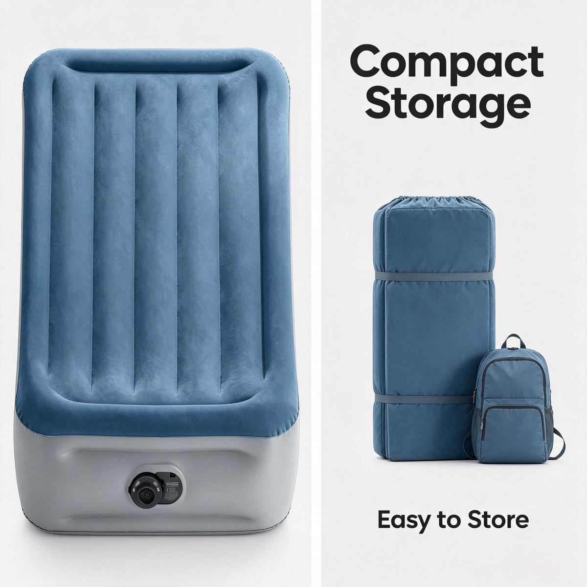 15 Inch Twin Essential Rest Dura-Beam Inflatable Air Mattress With Built-in Electric Pump, Velvet Flocked Top, Edge Reinforced Stable Bed, 300 LBS Capacity, Portable Carry Bag For Guest Camping Travel product image