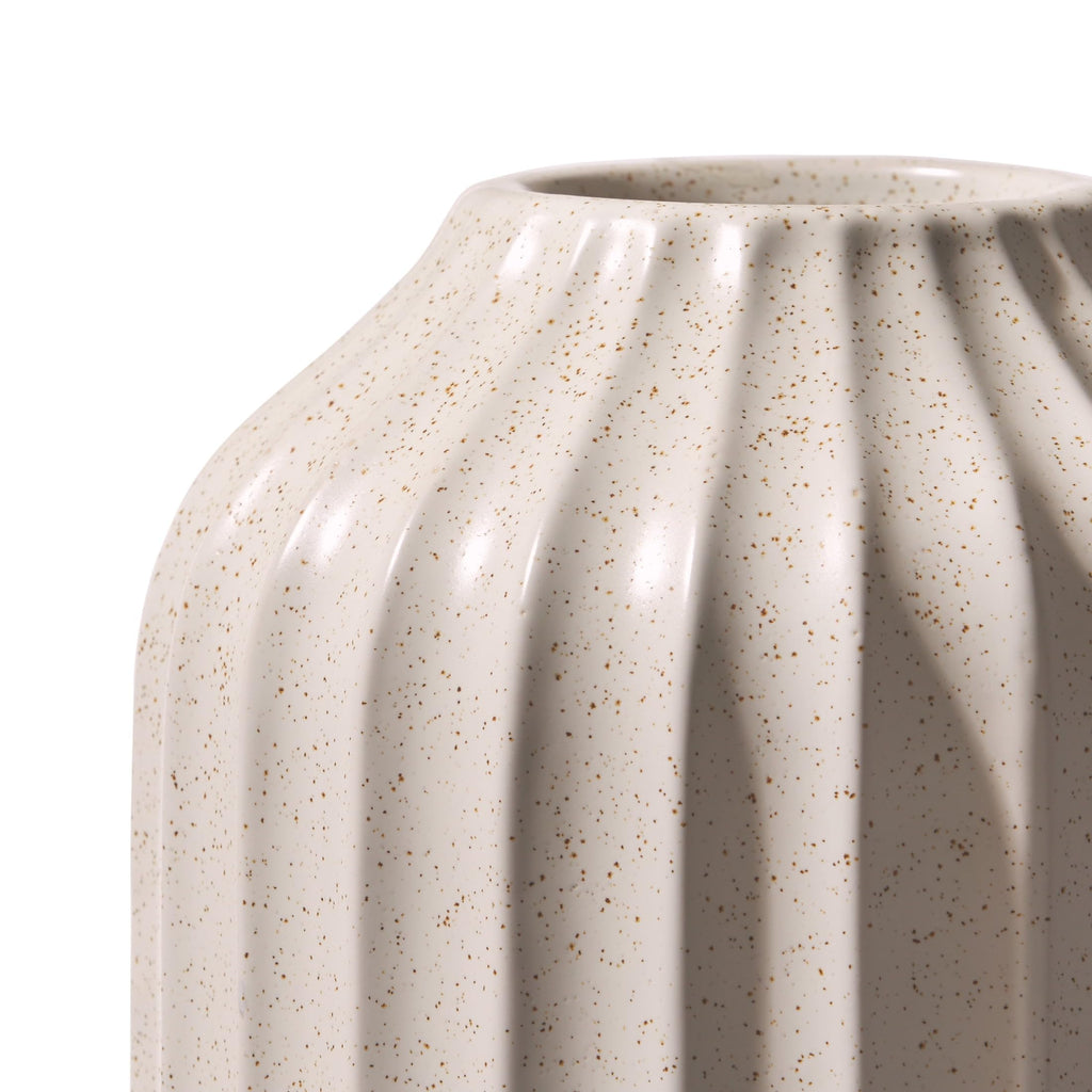 Ceramic Floor Vase, Speckled Ribbed Design, Cream White, 22 Inch Height - product image 2
