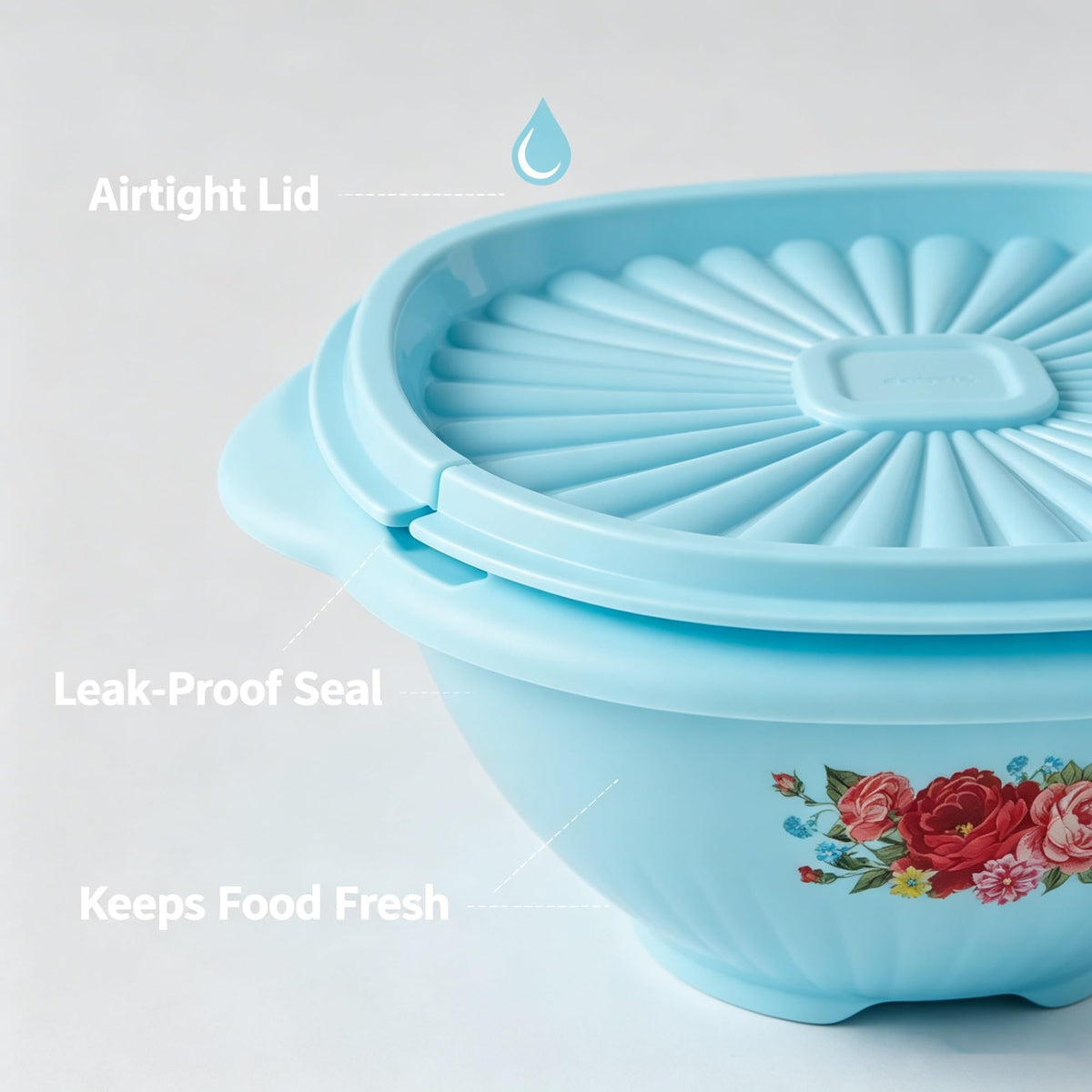 8 Piece Nesting Plastic Bowl Set With Matching Lids, Teal, Multi-Size BPA-Free Food Storage & Mixing Bowls For Meal Prep And Kitchen Organization product image