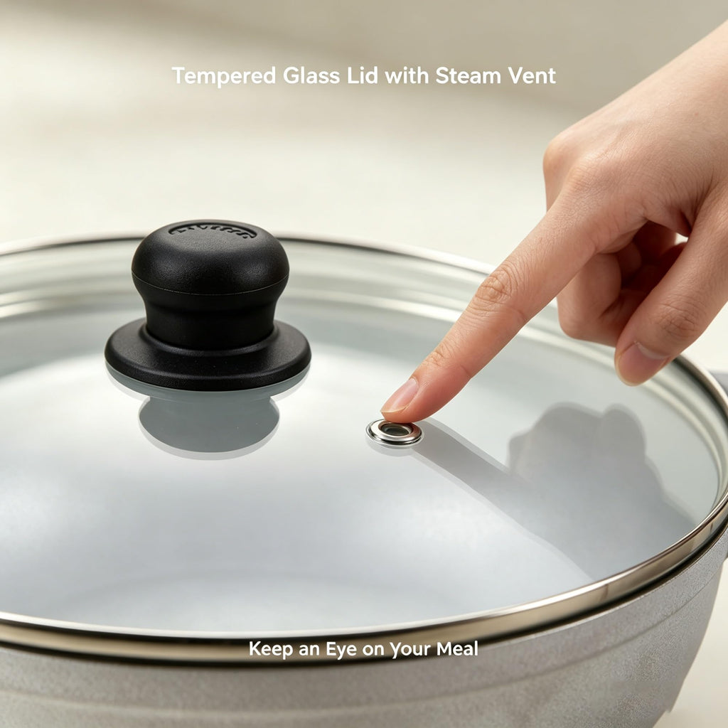 2.5/7QT Cast Aluminum Caldero 2-Piece Set With Glass Lid, 22/30CM Thickened Oven Safe Cooking Pot, Multipurpose Kitchen For Stewing, Braising, Soup And Sauce Making product image