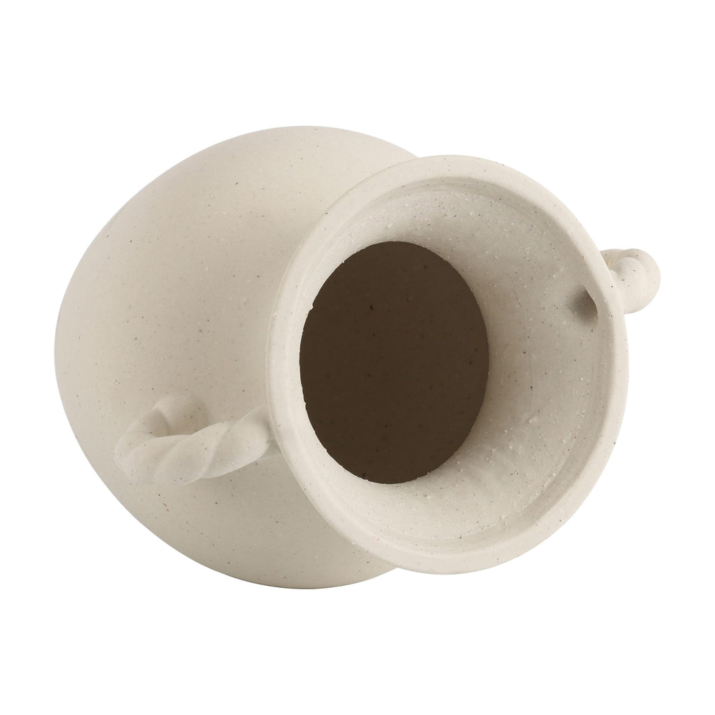 Off-White Ceramic Tabletop Vase With Knotted Design Handle, 10.87" Tall - product image 3