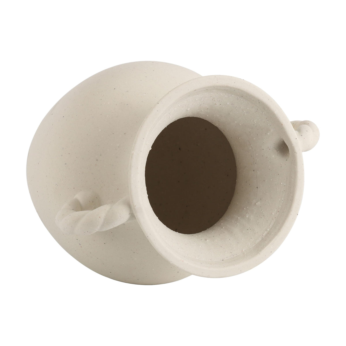 Off-White Ceramic Tabletop Vase With Knotted Design Handle, 10.87" Tall - product image 3