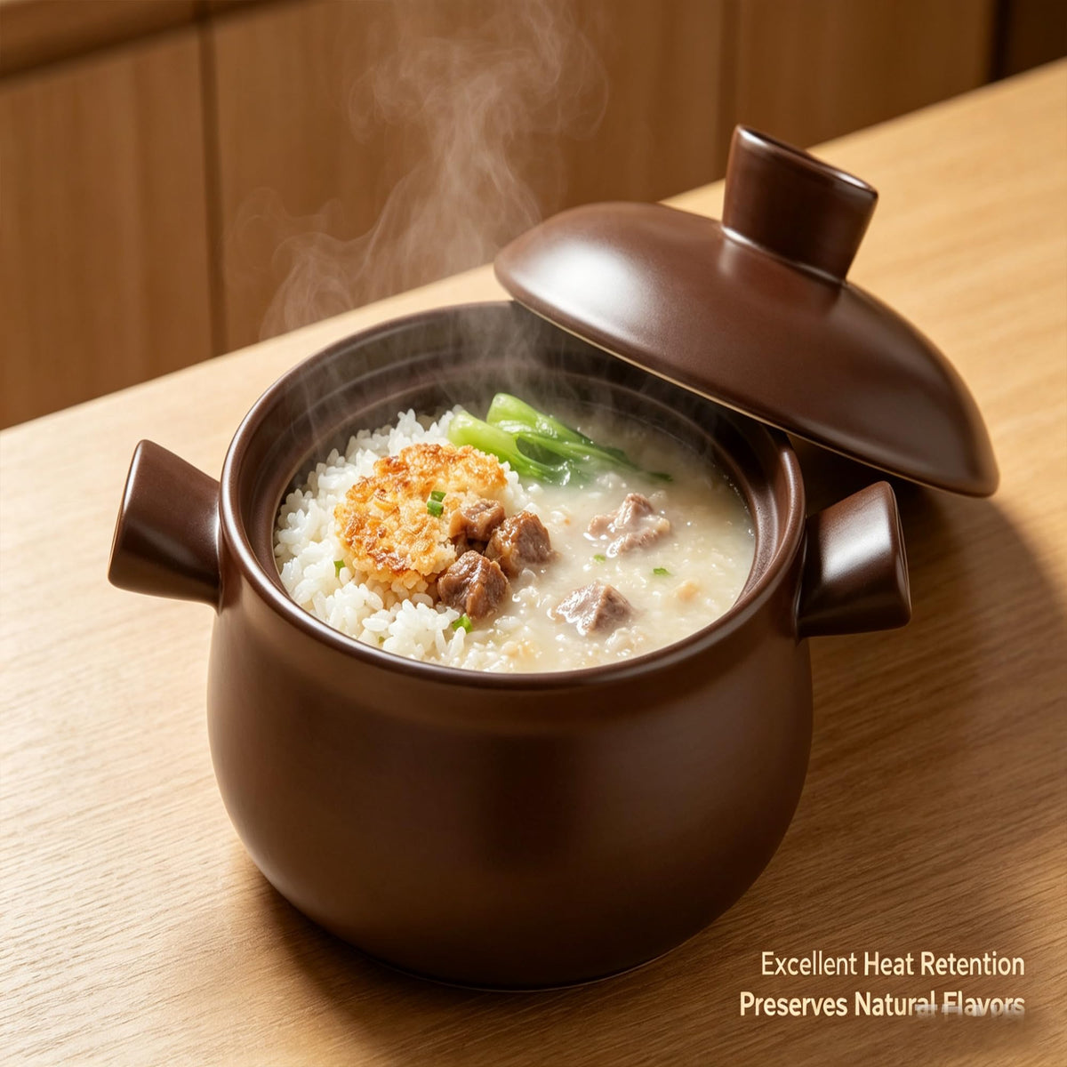 2.5L Natural Pottery Cooking Pot With Tight Lid, Even Heat Retention Ceramic Stew For Stovetop Oven Braised Soup One-Pot Meal product image