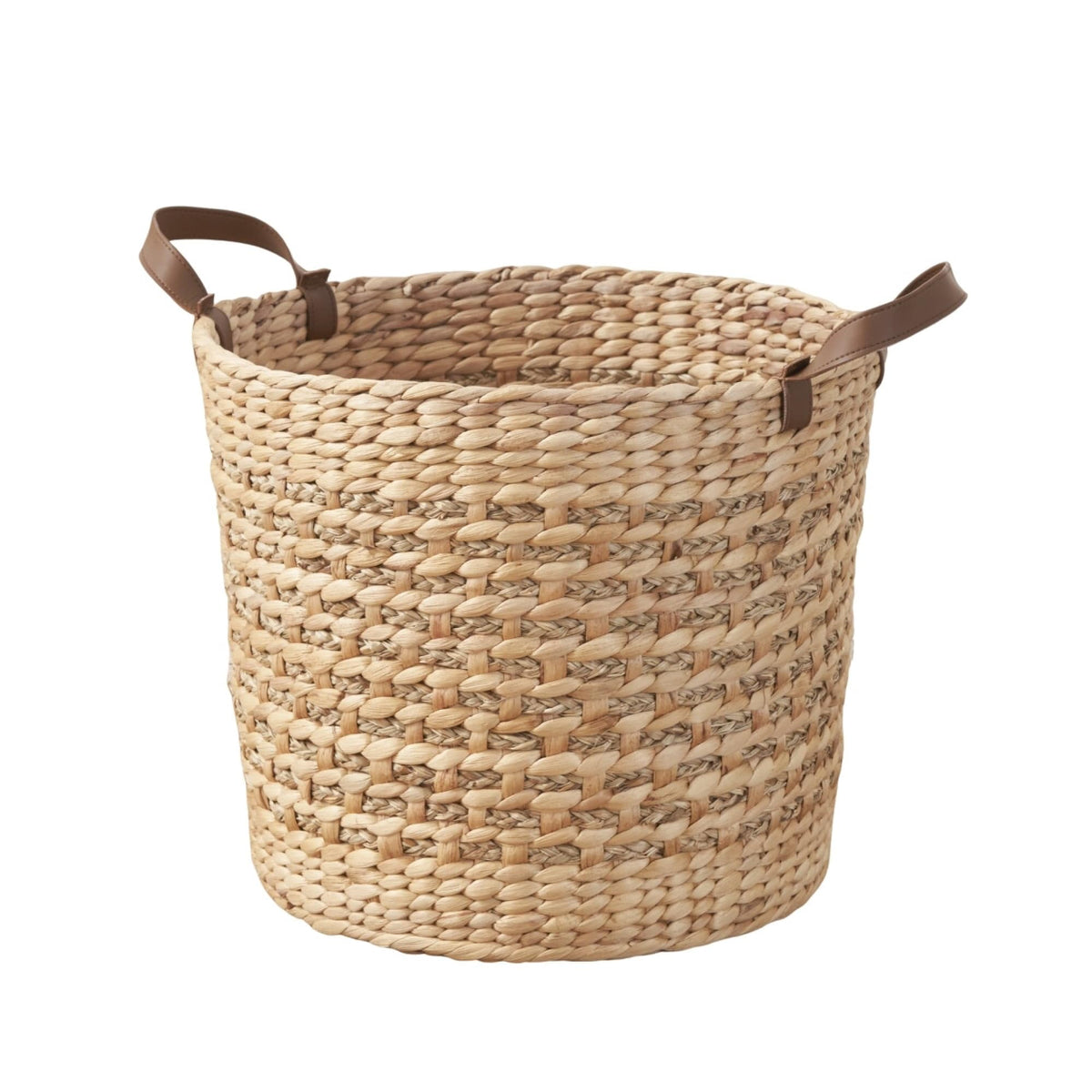 16.75 Gallon Round Wicker Laundry Hamper, Light Brown Water Hyacinth Clothes Basket With Handles & Removable Liner, 15.7 Inch Cube Storage Bin For Bedroom Bathroom