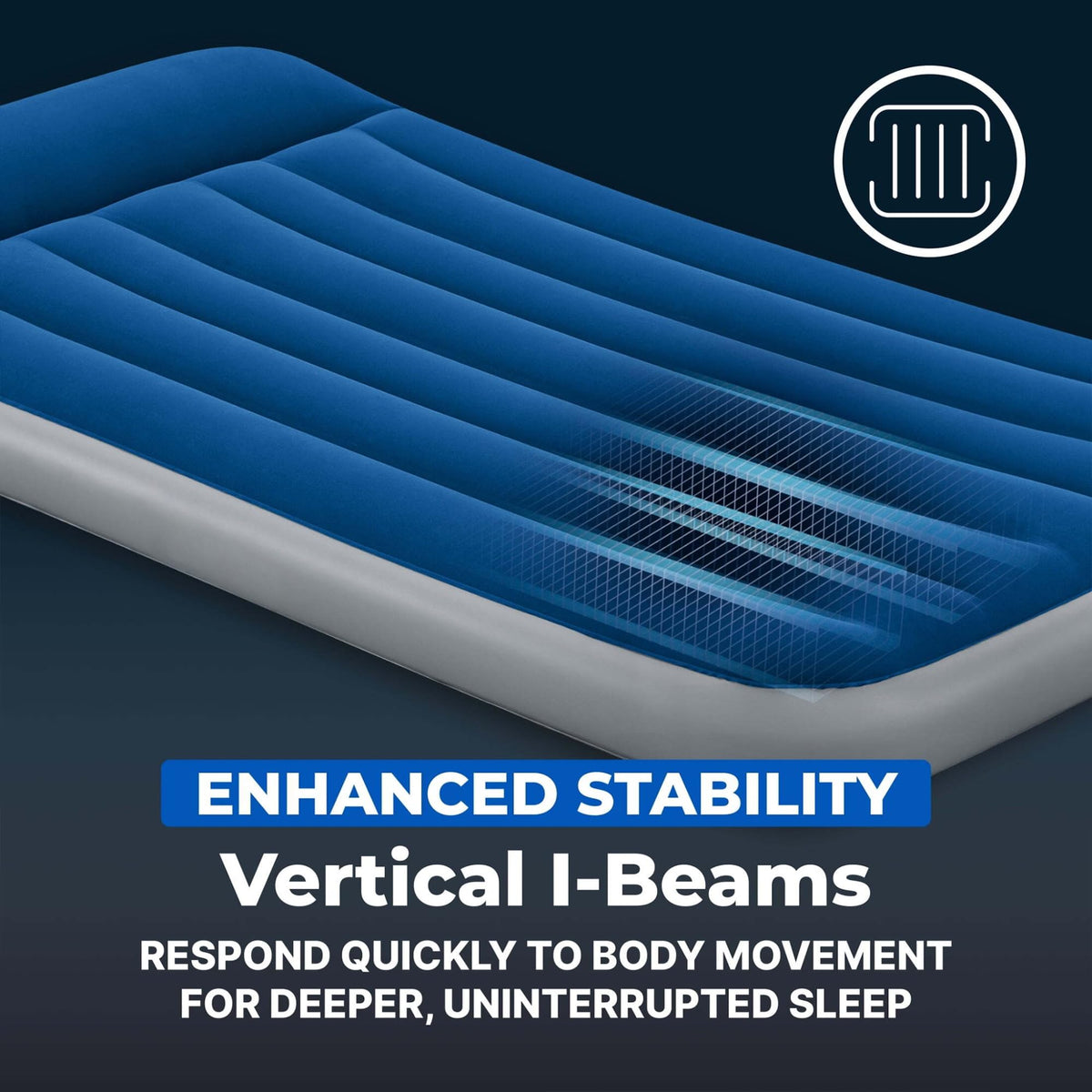 12 Inch Twin SleepSupport Inflatable Air Mattress With Built-in AC Electric Pump, Reinforced Internal Beam Bed, 330 LBS Load Capacity, Portable Carry Bag For Indoor Guest Camping Travel product image