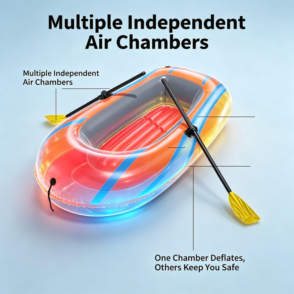 Inflatable Raft Boat Set, 73 X 38 Inch Orange Blue Water Float, Fits 1 Adult, 210 LBS Load, Comes With Oars, Hand Pump & Repair Patch For Lake Pool Fishing Sports product image