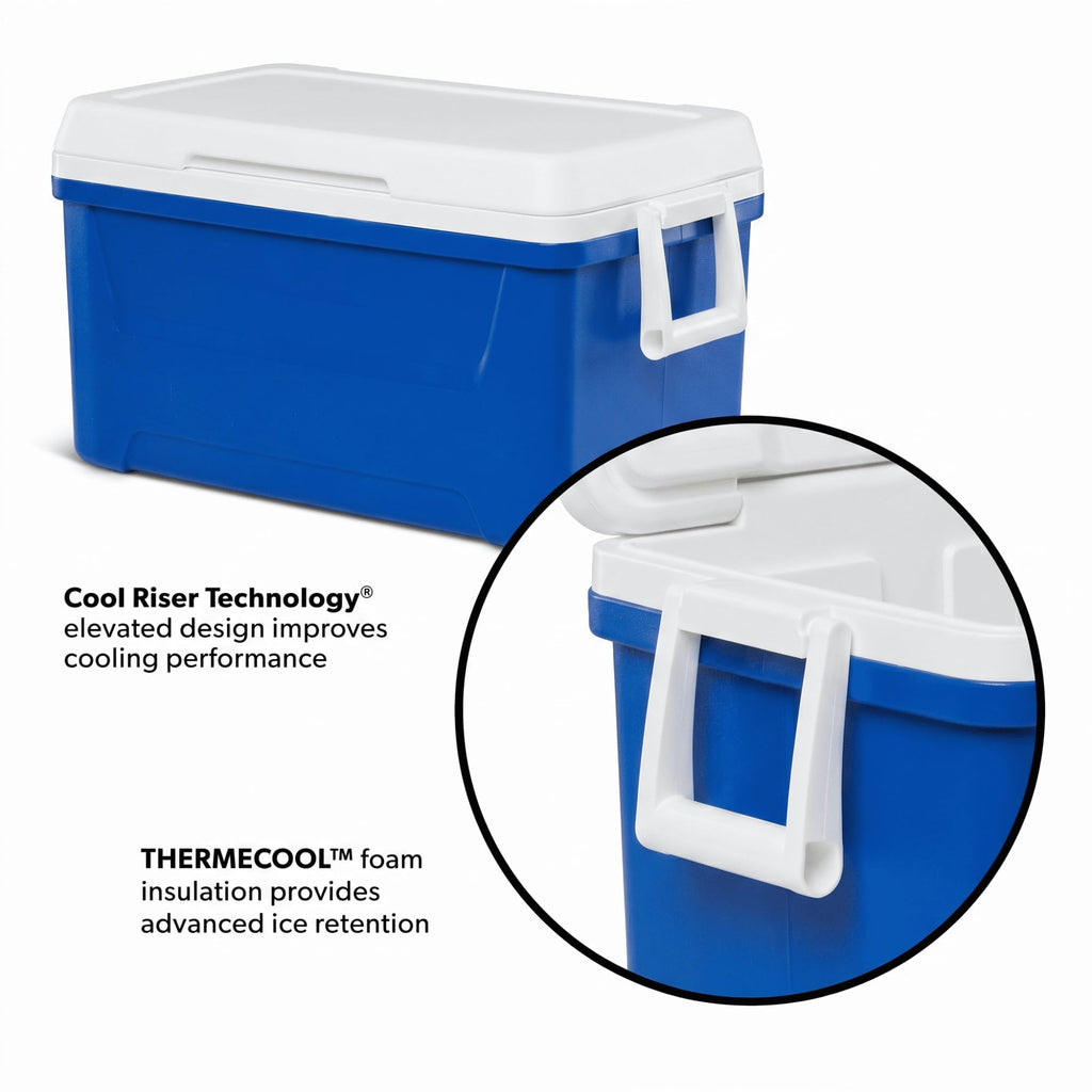 48QT Hard Sided Insulated Ice Chest Cooler Box, 45L Large Capacity Long Time Cold Retention Cooling With Stain & Odor Resistant Liner For Camping Beach Picnic Tailgating Family Outdoor Party product image