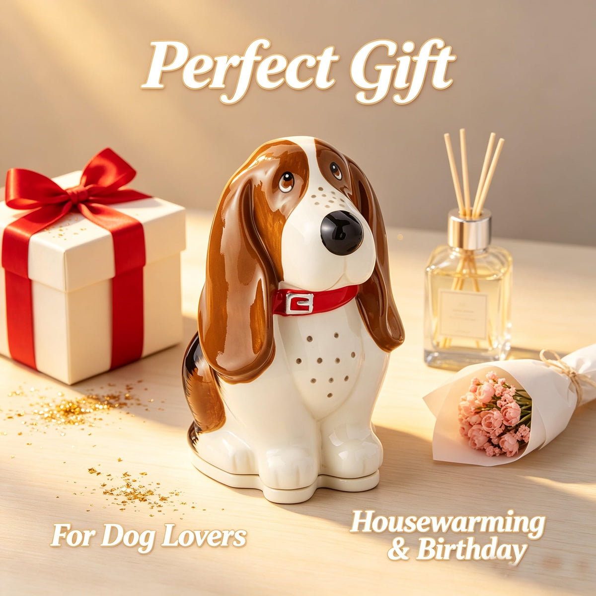 Dog Shaped Ceramic Electric Scented Wax Warmer, Flameless Melter With 2/4/8 Hour Timer, Decorative Fragrance Heater For Indoor Home Use product image