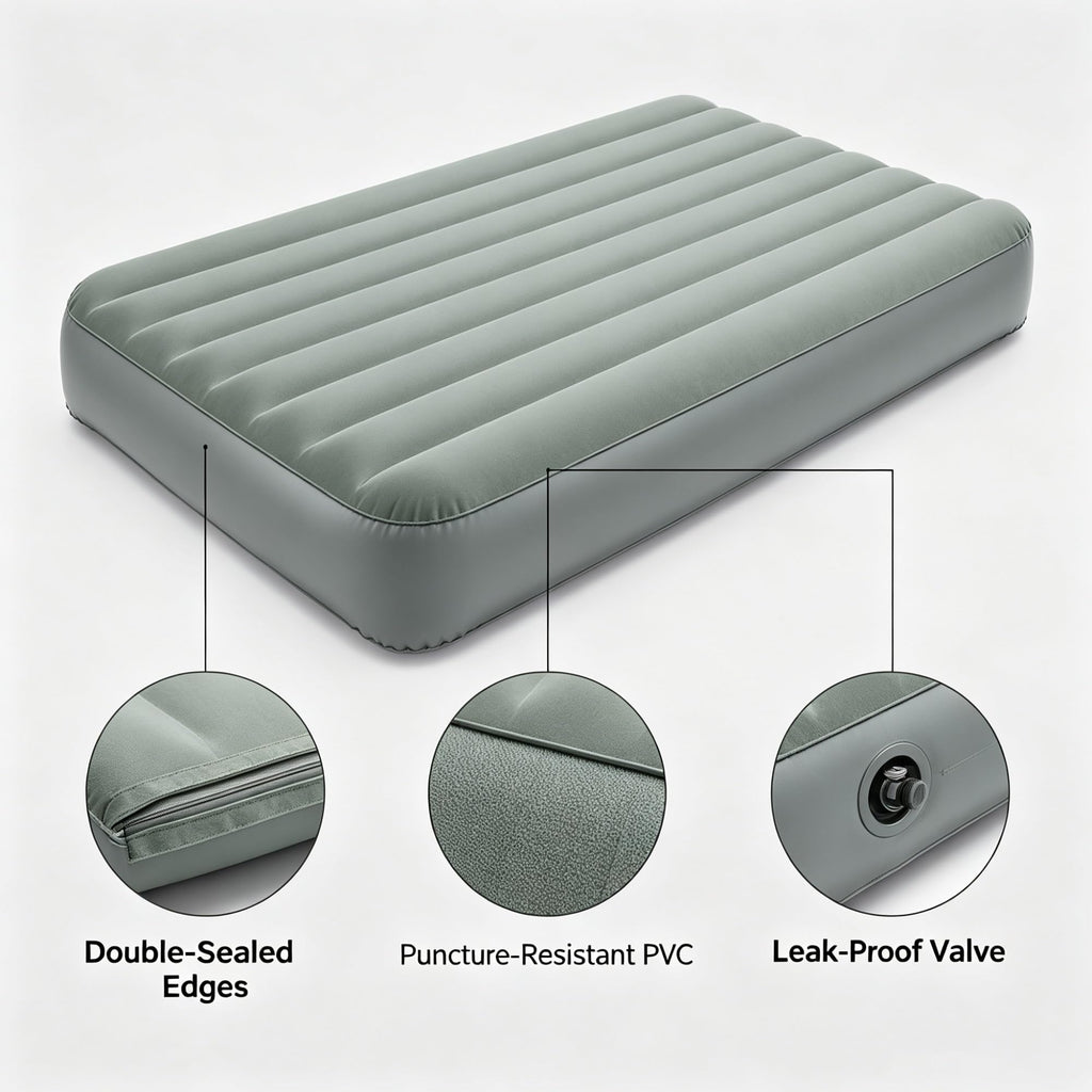 Queen Size 10 Inch Inflatable Air Mattress With Built-in Electric Pump, Velvet Flocked Top Bed, Foldable Portable For Indoor Guest Room Travel Camping product image