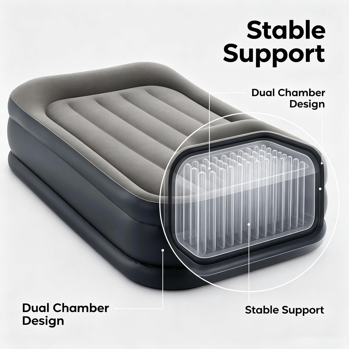 Twin Size 16.5 Inch Raised Inflatable Air Mattress With Built-in Electric Pump & Integrated Pillow,300 LBS Weight Capacity, Portable Carry Bag For Indoor Outdoor Guest Camping Use product image