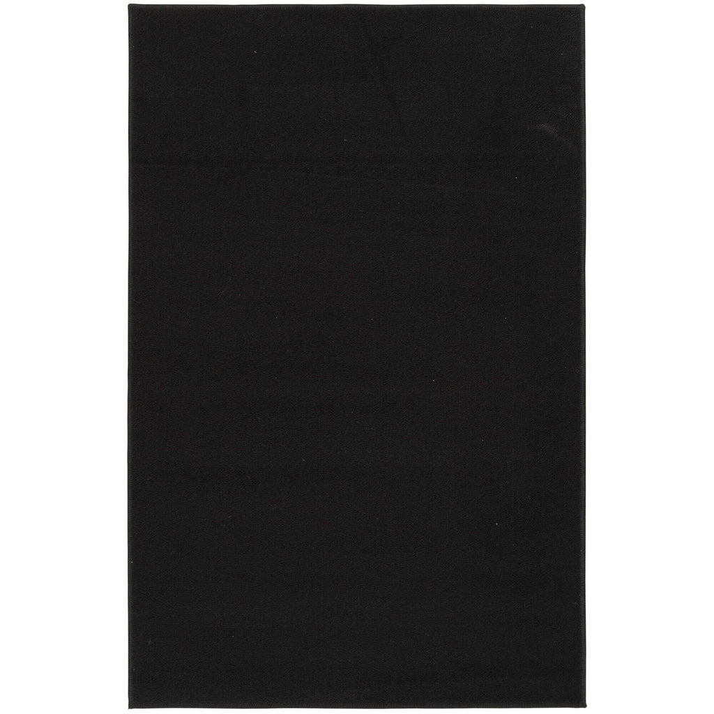 Solid Black Indoor Area Rug, 54"×78" Stain Fade Resistant Woven Carpet, Pet Friendly For Garage Basement Living Room Dining