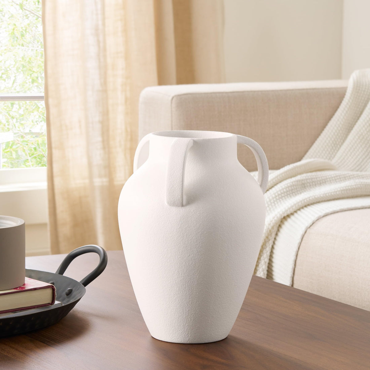 White Handled Ceramic Vase, 7.48 In X . In 9.45 In - product image 6